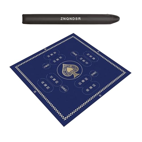 ZNQNDSR Blaue Mahjong-Matte Mit Aufbewahrungstasche, Verdickte Quadratische Tischunterlage Mit Regeln Für Pai Jiu Poker-Kartenspiele(39x39) von ZNQNDSR