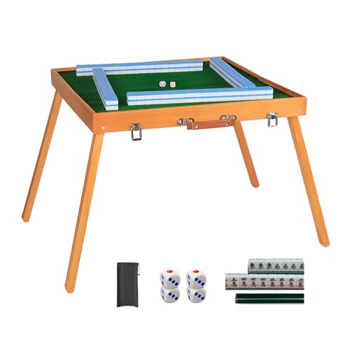 ZNQNDSR Faltbarer Tragbarer Mahjong-Tisch Aus Massivholz, Schreibtisch Für Spiele Im Freien Mit Aufbewahrungstasche Für Campingplätze, Hauspartys Und Picknicks(Style 2) von ZNQNDSR