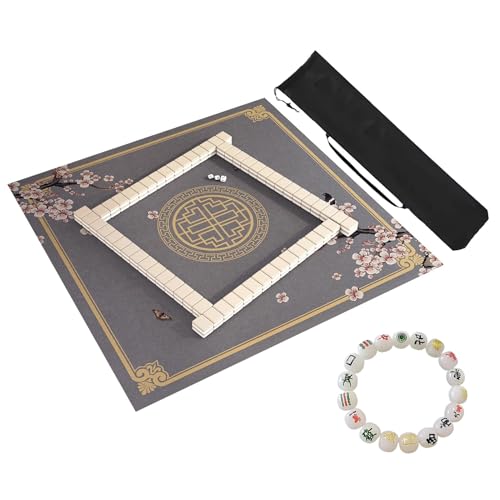ZNQNDSR Große Mahjong-Matte Mit Aufbewahrungstasche, Chinesische Mahjong-Tischmatte, rutschfeste Gummimatte Für Mahjong-Poker-Kartenspiele(Gray,100cm/39in) von ZNQNDSR