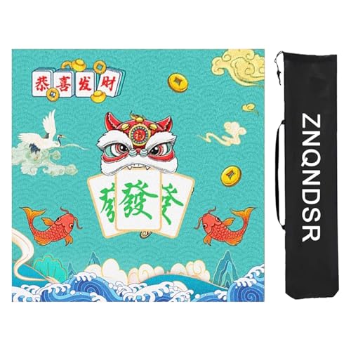 ZNQNDSR Grüne Mahjong-Tischmatte, Mahjong-Matte Mit Aufbewahrungstasche, Quadratische Mahjong-Tischunterlage Für Mahjong Pai Jiu Poker(95cm/37in) von ZNQNDSR