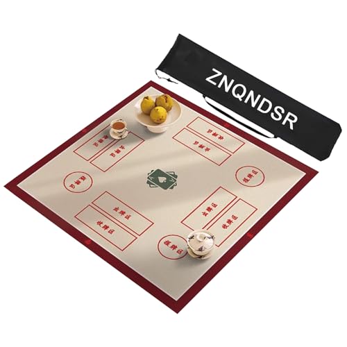 ZNQNDSR Mahjong-Matte Mit Anweisungen, Mahjong-Tischmatte Mit Aufbewahrungstasche, rutschfeste Spielmatte Für Kartenspiele, Brettspiele(Red,90cm/35in) von ZNQNDSR
