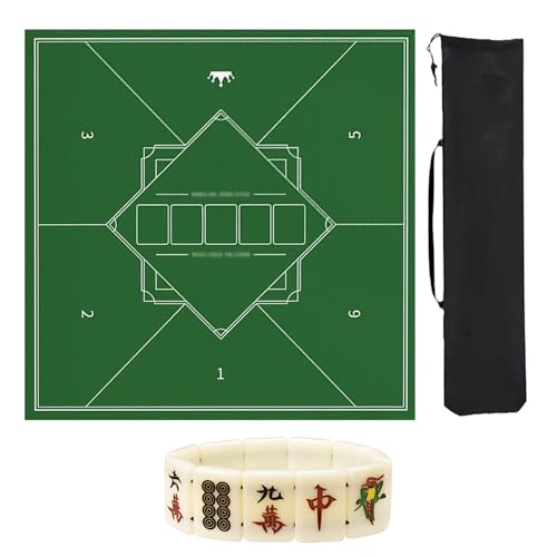 ZNQNDSR Mahjong-Matte Mit Aufbewahrungstasche, Mahjong-Matching-Spiel Mit Regeln, Mahjong-Tischmatte Für Mahjon-Pokerspiel(Green,95cm/37in) von ZNQNDSR
