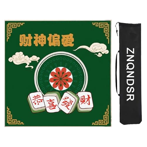 ZNQNDSR Mahjong-Matte Mit Rand, Mahjong-Spielmatte Mit Aufbewahrungstasche, Quadratische Verdickte Spielmatte Für Mahjong Pai Jiu Poker(Green,100cm/39in) von ZNQNDSR