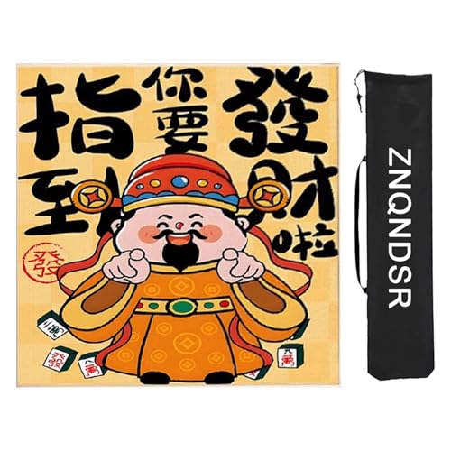 ZNQNDSR Mahjong-Matte Mit Rand, Mahjong-Spielmatte Mit Aufbewahrungstasche, Quadratische Verdickte Spielmatte Für Mahjong Pai Jiu Poker(Yellow,100cm/39in) von ZNQNDSR