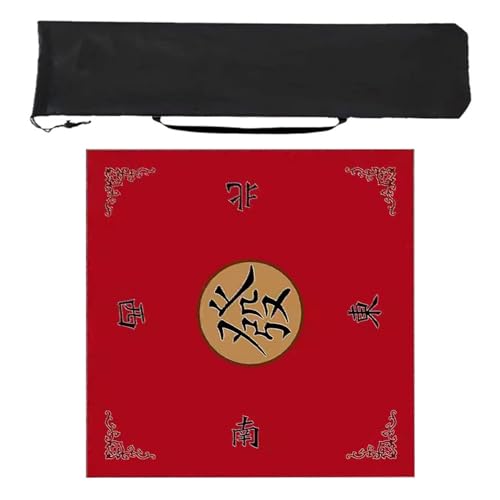 ZNQNDSR Mahjong-Matte aus Kristallsamt, rutschfeste und geräuschlose Heim-Mahjong-Tischmatte, geeignet für Mahjong-Poker(Red,31.4in) von ZNQNDSR