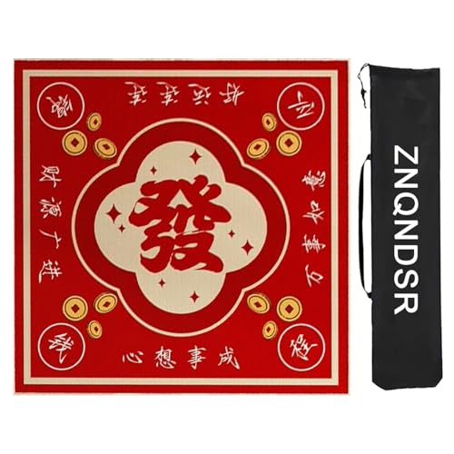 ZNQNDSR Mahjong-Spielmatte Mit Aufbewahrungstasche, Mahjong-Tischmatte Für Mahjong Pai Jiu, Quadratische Mahjong-Tischunterlage(Red,90cm/35in) von ZNQNDSR