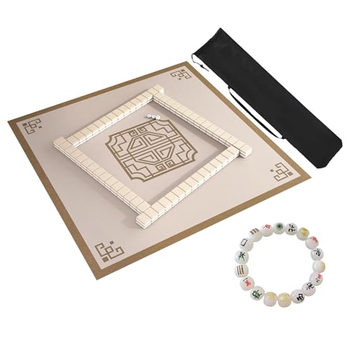 ZNQNDSR Mahjong-Tischmatte Für Mahjon Poker, Mahjong-Spielmatte Mit Aufbewahrungstasche, Kristall-Samt-Mahjong-Matte(Beige,85cm/33in) von ZNQNDSR