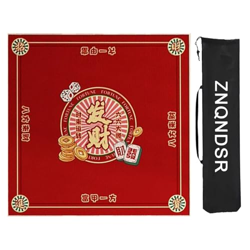 ZNQNDSR Mahjong-Tischmatte Für Mahjong Pai Jiu Poker, rutschfeste Tischunterlage Zur Geräuschreduzierung, Mahjong-Spielmatte Mit Aufbewahrungstasche(Red,100cm/39in) von ZNQNDSR