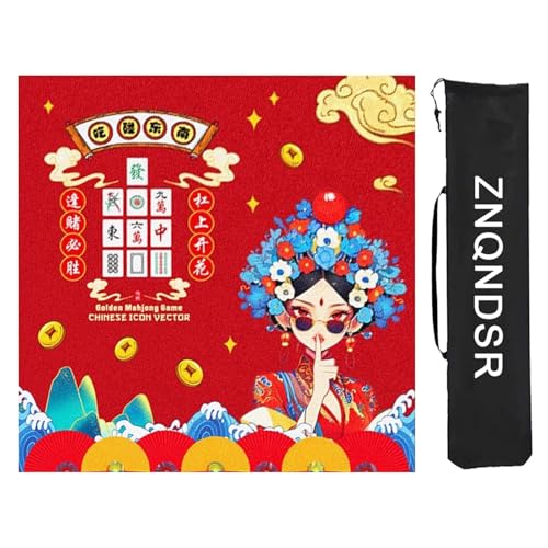 ZNQNDSR Mahjong-Tischmatte Mit Aufbewahrungstasche, Quadratische Brettspielmatte Für Mahjon Poker, Mahjong-Matte Für Kartenspiele(80cm/31in) von ZNQNDSR