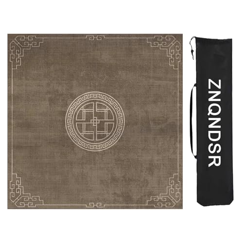 ZNQNDSR Mahjong-Tischmatte Mit Aufbewahrungstasche, Quadratische Mahjong-Tischunterlage Für Mahjong Pai Jiu Poker, rutschfeste Gummimatte(Brown,80cm/31in) von ZNQNDSR