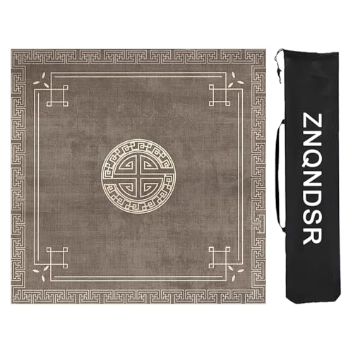 ZNQNDSR Mahjong-Tischmatte Mit Aufbewahrungstasche, Quadratische Mahjong-Tischunterlage Für Mahjong Pai Jiu Poker, rutschfeste Gummimatte(Gray,90cm/35in) von ZNQNDSR