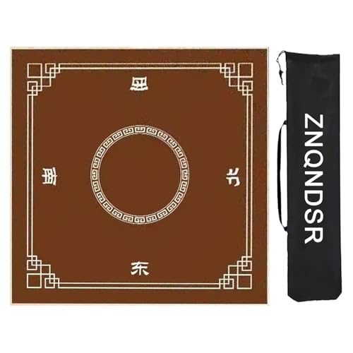 ZNQNDSR Mahjong-Tischmatte Mit Regeln, Mahjong-Matte Mit Aufbewahrungstasche, Quadratische Mahjong-Tischunterlage Für Mahjon-Poker(Brown,100cm/39in) von ZNQNDSR