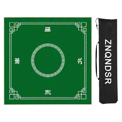 ZNQNDSR Mahjong-Tischmatte Mit Regeln, Mahjong-Matte Mit Aufbewahrungstasche, Quadratische Mahjong-Tischunterlage Für Mahjon-Poker(Green,90cm/35in) von ZNQNDSR