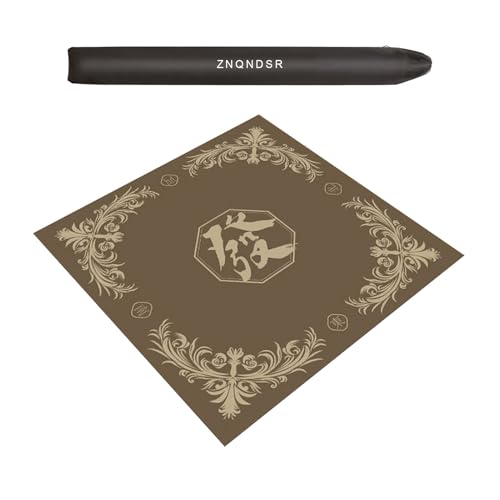 ZNQNDSR Pokermatte Mit Geräuschreduzierung, Verdickte Mahjong-Tischunterlage Mit Rutschfester Rückseite Und Aufbewahrungstasche Für Pai Jiu Und Kartentische(Brown,55x55) von ZNQNDSR