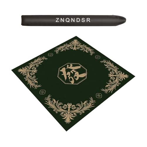 ZNQNDSR Pokermatte Mit Geräuschreduzierung, Verdickte Mahjong-Tischunterlage Mit Rutschfester Rückseite Und Aufbewahrungstasche Für Pai Jiu Und Kartentische(Green,43x43) von ZNQNDSR
