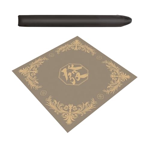 ZNQNDSR Pokermatte Mit Geräuschreduzierung, Verdickte Mahjong-Tischunterlage Mit Rutschfester Rückseite Und Aufbewahrungstasche Für Pai Jiu Und Kartentische(Khaki,29x29) von ZNQNDSR