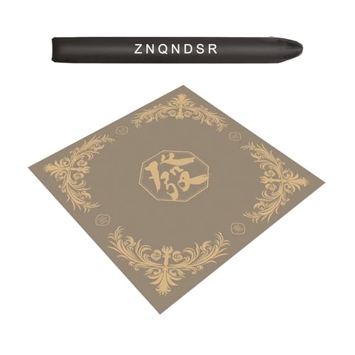 ZNQNDSR Pokermatte Mit Geräuschreduzierung, Verdickte Mahjong-Tischunterlage Mit Rutschfester Rückseite Und Aufbewahrungstasche Für Pai Jiu Und Kartentische(Khaki,43x43) von ZNQNDSR