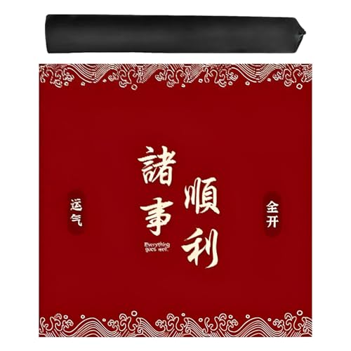 ZNQNDSR Quadratische, Verdickte Mahjong-Matte Mit Aufbewahrungstasche, Rote rutschfeste Tischunterlage Für Pai Jiu Poker-Spiele(90cm/35in) von ZNQNDSR