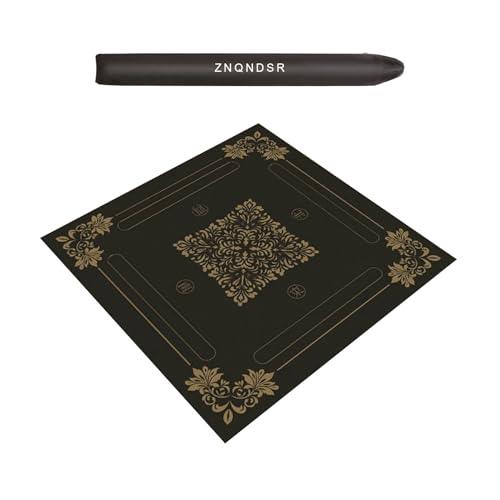 ZNQNDSR Quadratische, Verdickte Mahjong-Tischmatte, rutschfeste Brettspielmatten Mit Aufbewahrungstasche Für Pokerkartenspiele(Black,23x23) von ZNQNDSR