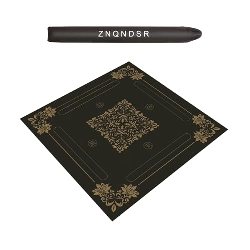 ZNQNDSR Quadratische, Verdickte Mahjong-Tischmatte, rutschfeste Brettspielmatten Mit Aufbewahrungstasche Für Pokerkartenspiele(Black,37x37) von ZNQNDSR