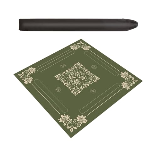 ZNQNDSR Quadratische, Verdickte Mahjong-Tischmatte, rutschfeste Brettspielmatten Mit Aufbewahrungstasche Für Pokerkartenspiele(Green,35x35) von ZNQNDSR