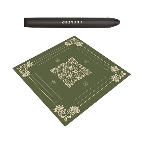 ZNQNDSR Quadratische, Verdickte Mahjong-Tischmatte, rutschfeste Brettspielmatten Mit Aufbewahrungstasche Für Pokerkartenspiele(Green,37x37) von ZNQNDSR