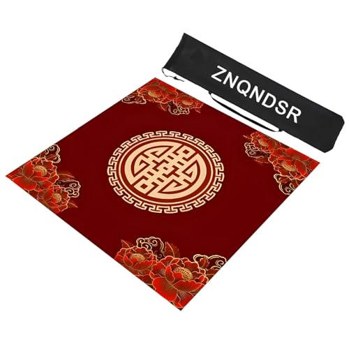 ZNQNDSR Quadratische Anti-Rutsch-Matte Aus Kristallsamt, Mahjong-Matte Für Mahjon Poker, Mahjong-Tischmatte Mit Aufbewahrungstasche(90cm/35in) von ZNQNDSR