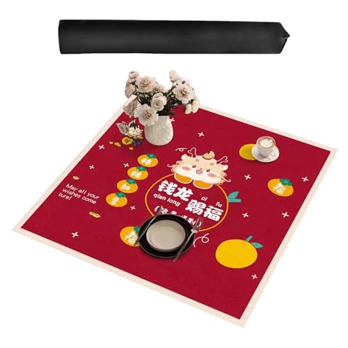 ZNQNDSR Quadratische Mahjong-Spielmatte Mit Aufbewahrungstasche, rutschfeste Tischunterlage Für Mahjong Pai Jiu Poker(90cm/35in) von ZNQNDSR