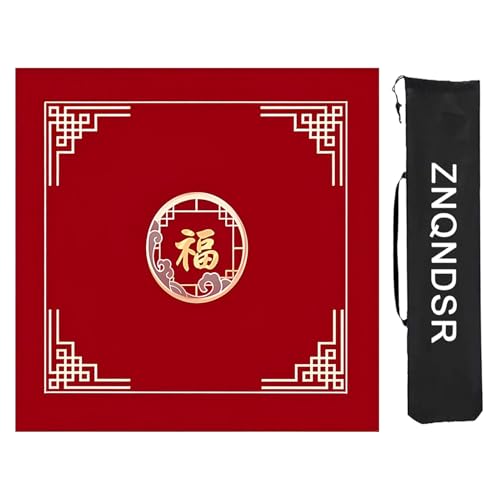 ZNQNDSR Quadratische Mahjong-Tischmatte, Mahjong-Matte Mit Aufbewahrungstasche, Mahjong-Spielmatte Für Mahjong Pai Jiu Poker(Red,80cm/31in) von ZNQNDSR