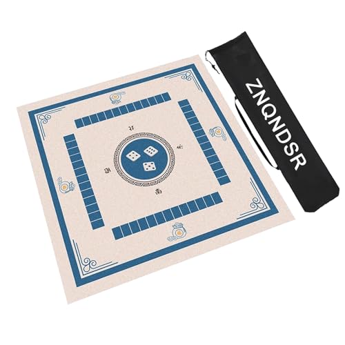 ZNQNDSR Quadratische Mahjong-Tischmatte, Mahjong-Tischmatte Mit Anweisungen, Mahjong-Matte Für Poker, Kartenspiele, Brettspiele(Blue,90cm/35in) von ZNQNDSR