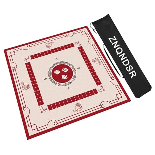 ZNQNDSR Quadratische Mahjong-Tischmatte, Mahjong-Tischmatte Mit Anweisungen, Mahjong-Matte Für Poker, Kartenspiele, Brettspiele(Red,90cm/35in) von ZNQNDSR