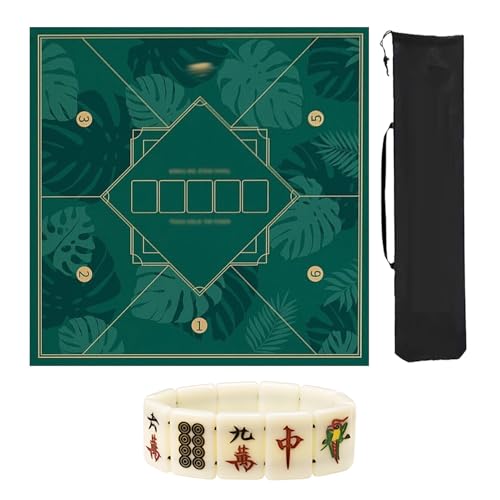 ZNQNDSR Quadratische Mahjong-Tischmatte, Verdickte Mahjong-Spielmatte Mit Aufbewahrungstasche, rutschfeste Matte Für Mahjong Pai Jiu Poker(Green,85cm/33in) von ZNQNDSR