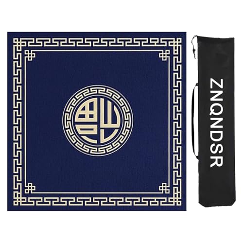 ZNQNDSR Quadratische Mahjong-Tischmatte Mit Aufbewahrungstasche, Verdickte Mahjong-Unterlage Für Mahjon Poker, rutschfeste Mahjong-Matte(Blue,90cm/35in) von ZNQNDSR