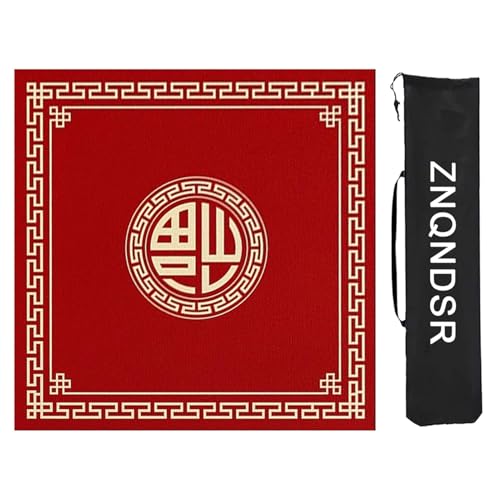 ZNQNDSR Quadratische Mahjong-Tischmatte Mit Aufbewahrungstasche, Verdickte Mahjong-Unterlage Für Mahjon Poker, rutschfeste Mahjong-Matte(Red,100cm/39in) von ZNQNDSR