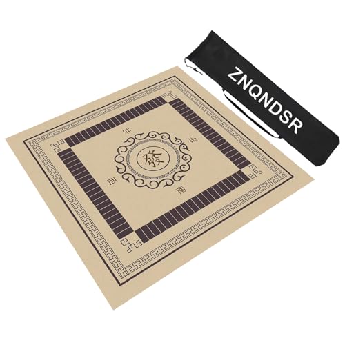 ZNQNDSR Quadratische Mahjong-Tischmatte Mit Regeln, Mahjong-Spielmatte Mit Aufbewahrungstasche, Mahjong-Matte Für Kartenspiele, Brettspiele(Beige,100cm/39in) von ZNQNDSR