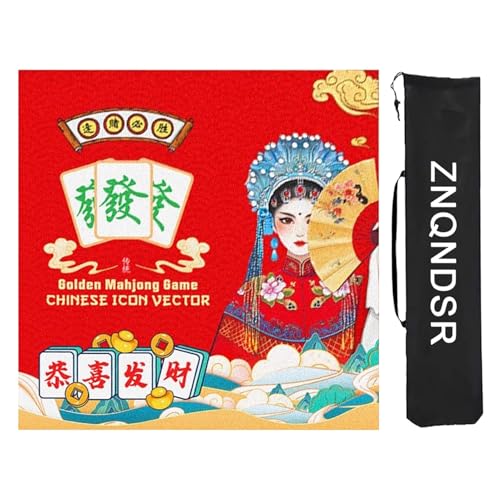 ZNQNDSR Rote Mahjong-Matte Mit Aufbewahrungstasche, Mahjong-Spielmatte Für Mahjon Poker, rutschfeste Mahjong-Tischmatte(95cm/37in) von ZNQNDSR