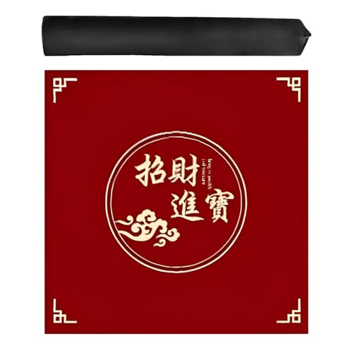 ZNQNDSR Rote Mahjong-Spielmatte Mit Aufbewahrungstasche, Quadratische Tischmatte Für Pai Jiu Poker(100cm/39in) von ZNQNDSR