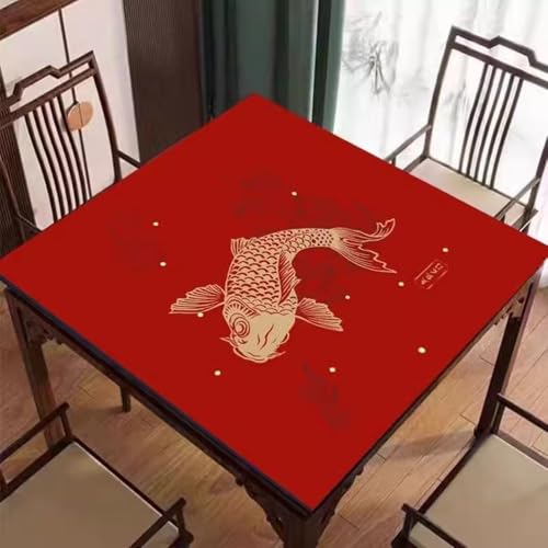 ZNQNDSR Rote Mahjong-Tischmatte Für Mahjon Poker, Chinesische Mahjong-Tischmatte Für Tischspiele, Mahjong-Matten Mit Aufbewahrungstasche(90cm/35in) von ZNQNDSR