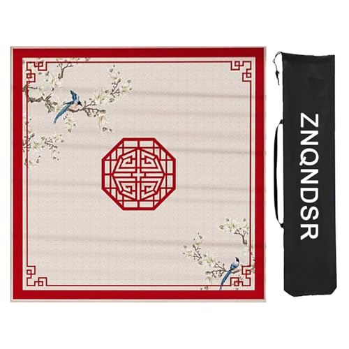 ZNQNDSR Rote Mahjong-Tischmatte Mit Aufbewahrungstasche, Mahjong-Spielmatte Für Mahjon Poker, Quadratische Mahjong-Tischunterlage(100cm/39in) von ZNQNDSR