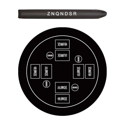 ZNQNDSR Runde, Verdickte Mahjong-Tischmatte Mit Aufbewahrungstasche, rutschfeste Tischunterlage Für Pai Jiu Poker Und Reisespiele(Black,39") von ZNQNDSR