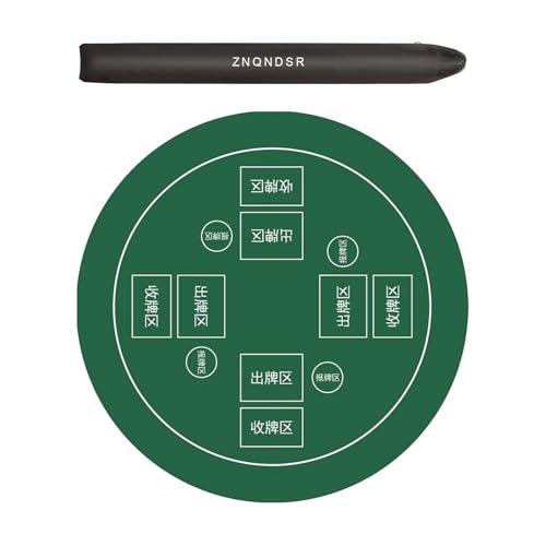 ZNQNDSR Runde, Verdickte Mahjong-Tischmatte Mit Aufbewahrungstasche, rutschfeste Tischunterlage Für Pai Jiu Poker Und Reisespiele(Green,39") von ZNQNDSR