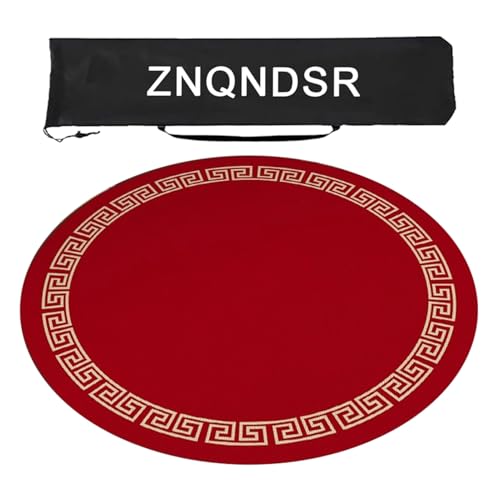 ZNQNDSR Runde Mahjong-Matte Für Mahjong-Poker-Kartenspiele, Mahjong-Matching-Spiel, Mahjong-Tischmatte Mit Aufbewahrungstasche(Red,85cm/33in) von ZNQNDSR