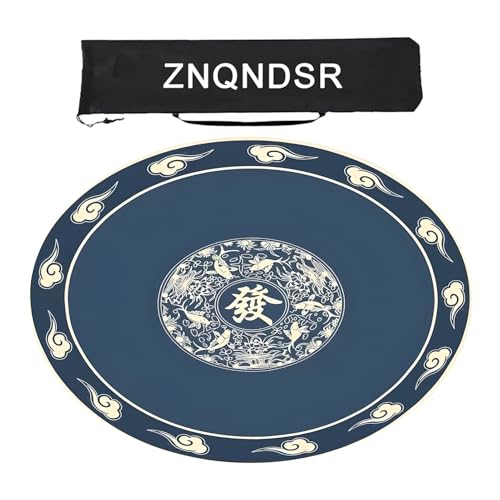 ZNQNDSR Runde Mahjong-Matte Mit Aufbewahrungstasche, Mute Mahjong-Tischunterlage, Mahjong-Spielmatte Für Mahjong Pai Jiu Poker(Blue,90cm/35in) von ZNQNDSR