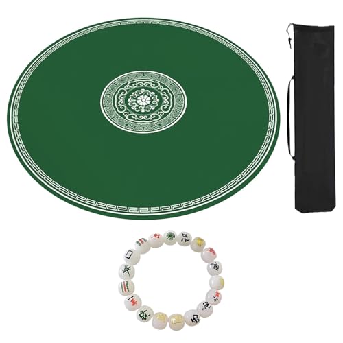 ZNQNDSR Runde Mahjong-Tischmatte, Mahjong-Matte Mit Aufbewahrungstasche, Brettspielmatte Für Mahjong Pai Jiu Poker(Green,90cm/35in) von ZNQNDSR