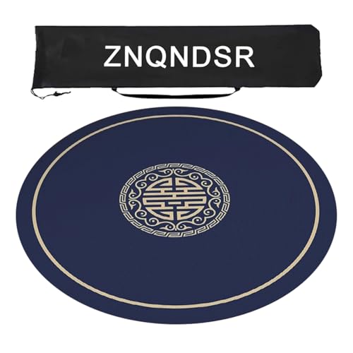 ZNQNDSR Runde Mahjong-Tischmatte, Mahjong-Spielmatte Mit Aufbewahrungstasche, Mahjong-Matching-Spiel Für Tischspiele(Blue,90cm/35in) von ZNQNDSR