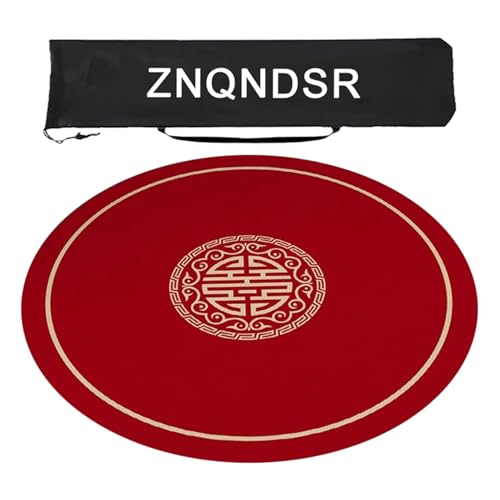 ZNQNDSR Runde Mahjong-Tischmatte, Mahjong-Spielmatte Mit Aufbewahrungstasche, Mahjong-Matching-Spiel Für Tischspiele(Red,85cm/33in) von ZNQNDSR
