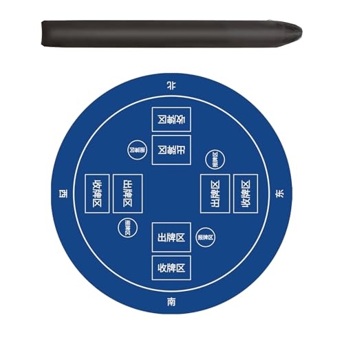 ZNQNDSR Runde Pokermatten Stumm Anti-Rutsch Mahjong Spielmatte Mit Aufbewahrungstasche Für Pai Jiu Kartenspiele(Blue,39") von ZNQNDSR