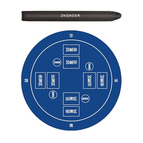 ZNQNDSR Runde Pokermatten Stumm Anti-Rutsch Mahjong Spielmatte Mit Aufbewahrungstasche Für Pai Jiu Kartenspiele(Blue,47") von ZNQNDSR