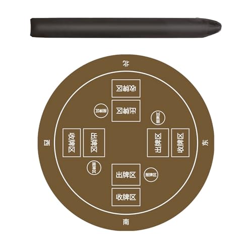ZNQNDSR Runde Pokermatten Stumm Anti-Rutsch Mahjong Spielmatte Mit Aufbewahrungstasche Für Pai Jiu Kartenspiele(Brown,23") von ZNQNDSR