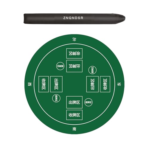 ZNQNDSR Runde Pokermatten Stumm Anti-Rutsch Mahjong Spielmatte Mit Aufbewahrungstasche Für Pai Jiu Kartenspiele(Green,31") von ZNQNDSR